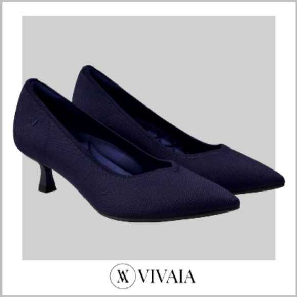Women's VIVAIA Scarlett Pointed Toe Kitten Heels Shoes Pumps | navy | Sz: 12 US - Picture 1 of 11